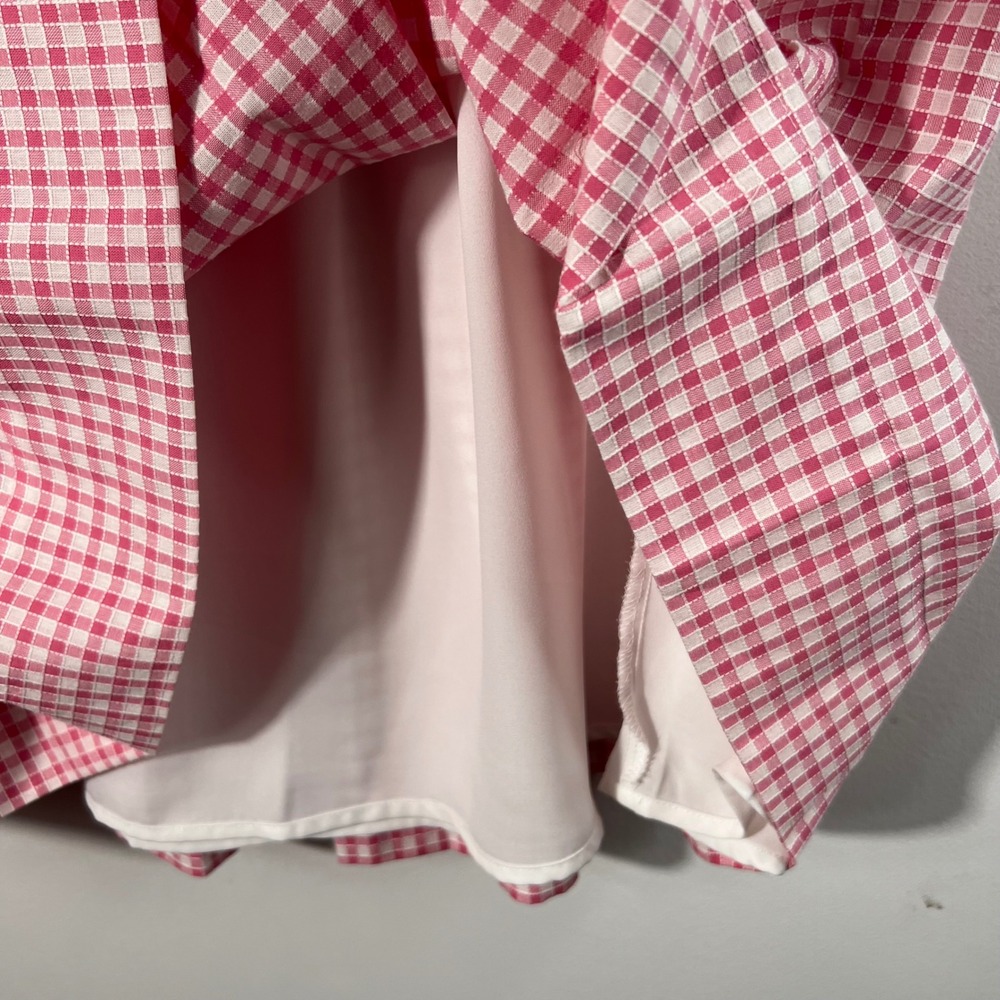 Cece Tulip Fields Gingham Confetti Pink White Midi Skirt Lined NWT 6 Side Zip - Picture 8 of 11